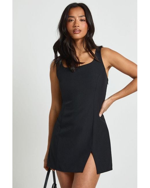Boohoo Black Petite Tailored Square Neck Mini Dress