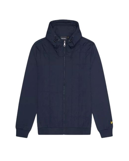 Lyle & Scott Blue Hybrid Quilted Zip-Up Hoodie Cotton for men