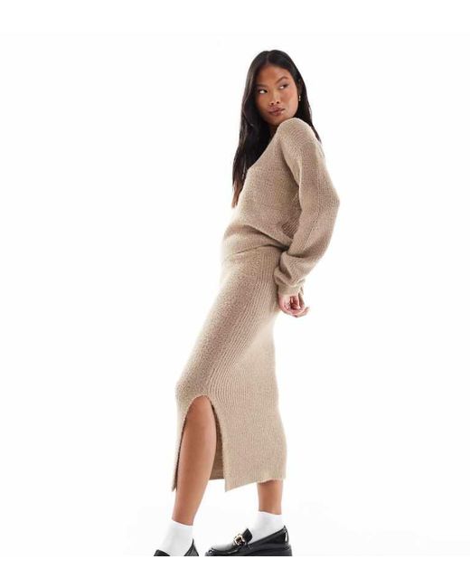 Vero Moda Natural Fluffy Midi Skirt Co-Ord
