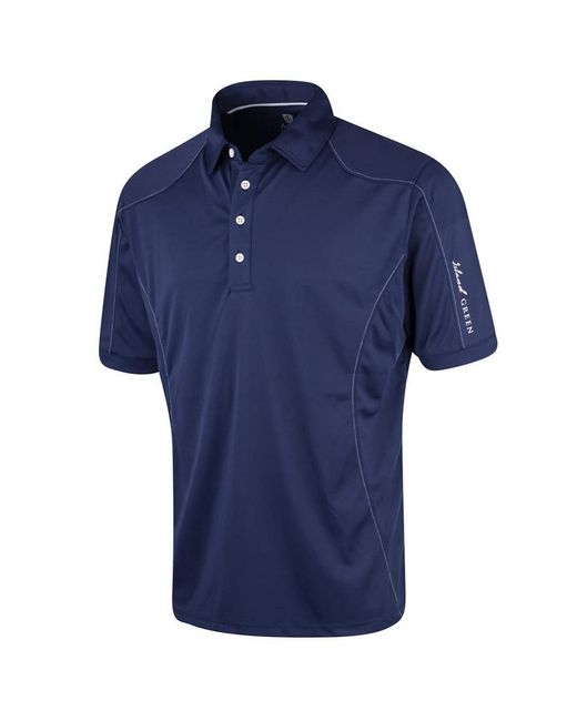 Island Green Blue Topstitched Golf Polo Shirt (Ink) for men