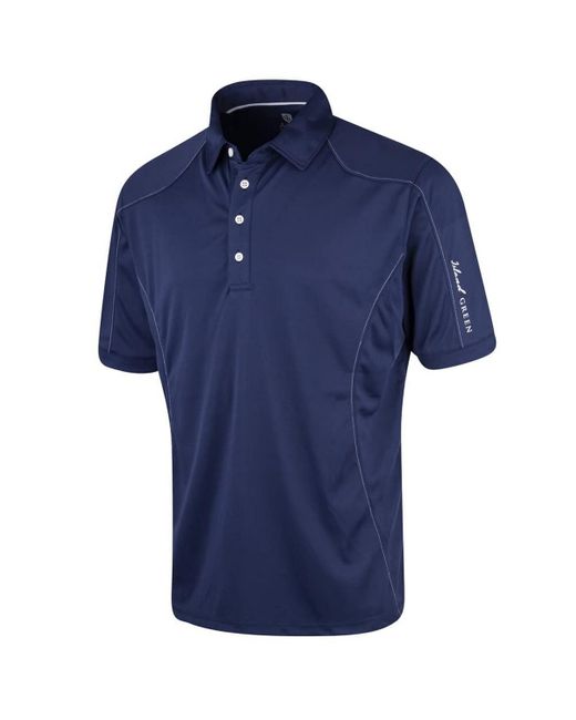 Island Green Blue Topstitched Golf Polo Shirt (Ink) for men