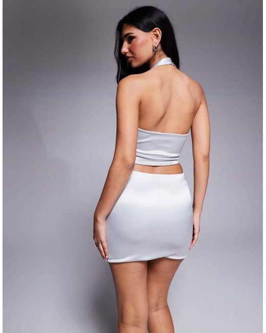 ASOS Blue Co-Ord Stretch Satin Mini Skirt