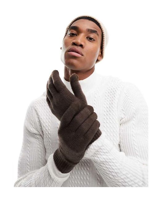 ASOS Ribbed Touchscreen Gloves in White for Men Lyst UK