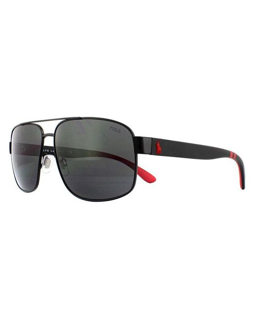 Polo Ralph Lauren Black Aviator Matte Sunglasses Metal for men