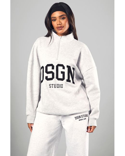 DSGN Studio Natural Applique Oversized Half Zip Sweatshirt