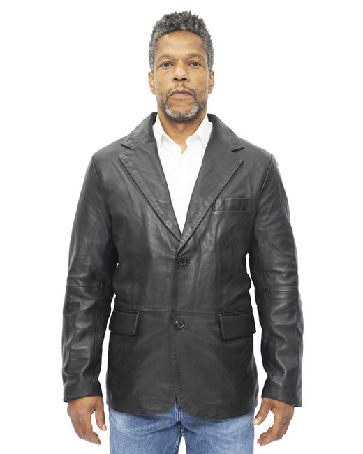 Infinity Leather Gray 2 Button Blazer Jacket-Hamilton for men