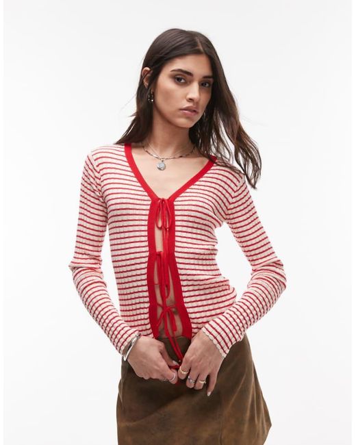 Résumé Red Front Tip Up Cardigan