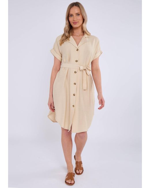 Gini London Natural Utility Belted Oversized Viscose Shirt Dress