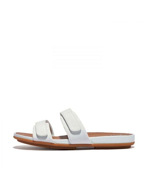 Fitflop White Womenss Fit Flop Gracie Adjustable Canvas Slide Sandals