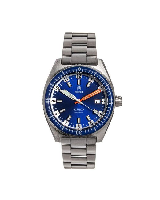 Shield Blue Nitrox Automatic Bracelet Watch W/Date for men