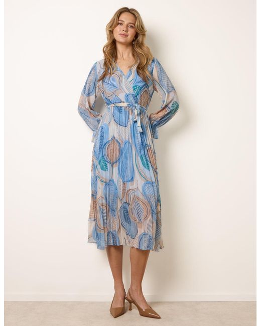 Blue Vanilla Blue Crossover Pleated Dress