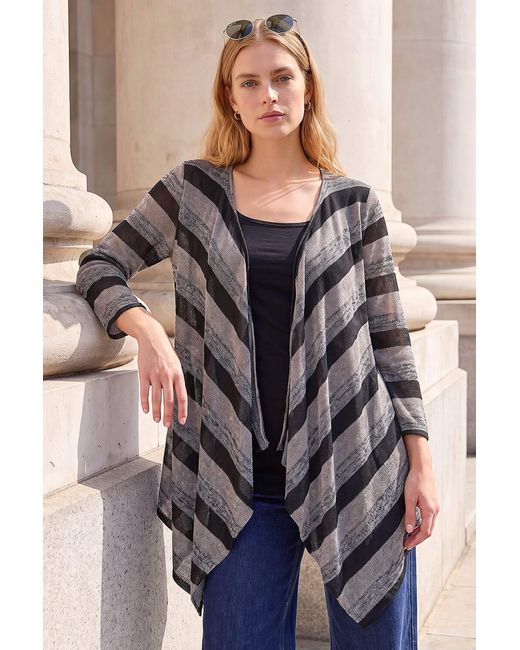 Roman Black Mock Layer Stripe Cardigan