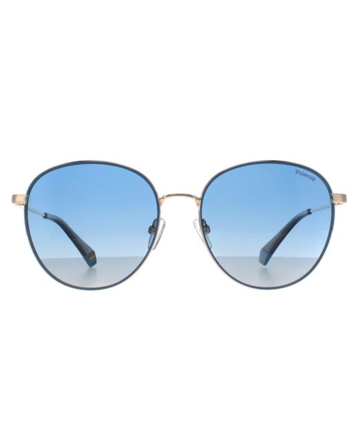 Polaroid Blue Round Metal Polarized Sunglasses