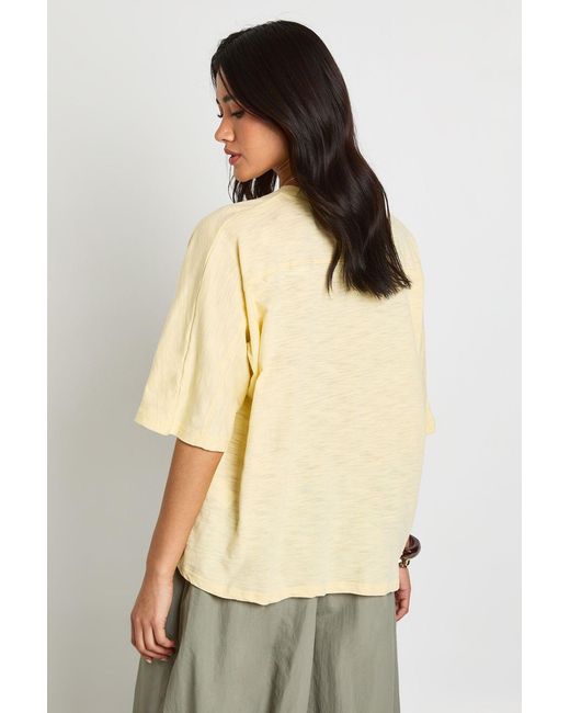 Boohoo Natural Sheer Slub Curved Hem Oversized T-Shirt