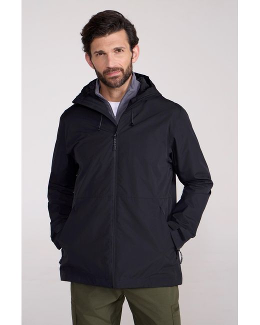 Mountain Warehouse Blue 'Hill' Packable Jacket With Adjustable Hood Waterproof Coat for men
