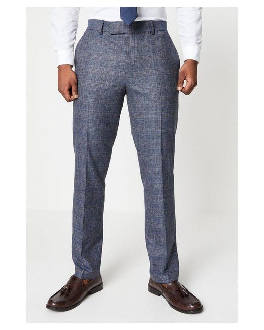 Burton Blue Highlight Check Suit Trouser for men