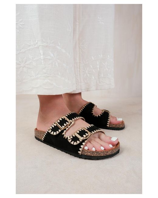 Where's That From White 'Sunset' Double Strap Flat Sandals With Buckle Detail