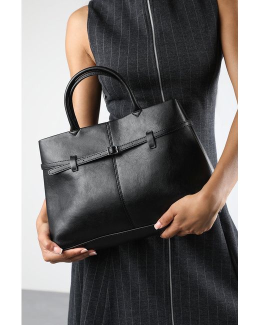 Where's That From Black Wheres 'Flores' Luxury Structured Leather Tote Bag