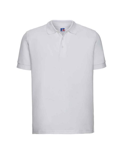 Russell White Ultimate Cotton Pique Polo Shirt for men