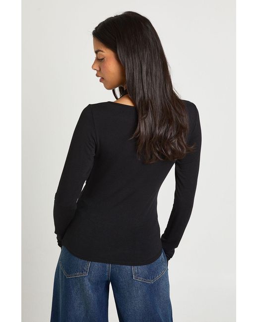 Boohoo Black Halterneck Cowl Double Layer Long Sleeve Top
