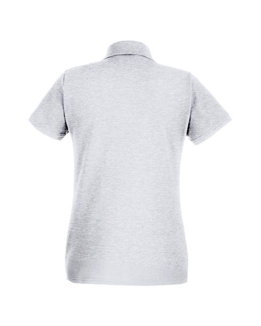 Fruit Of The Loom Gray Ladies Lady-Fit Premium Short Sleeve Polo Shirt (Heather) Cotton