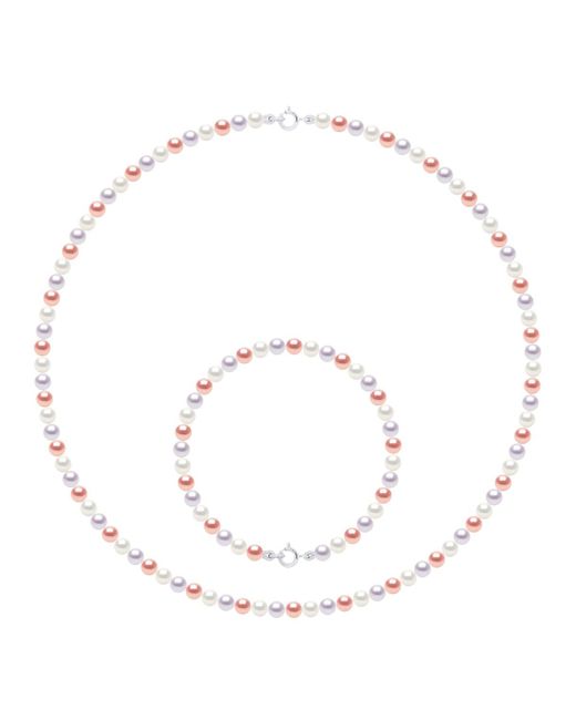 Ateliers Saint Germain White Set Necklace Bracelet Is Made Up Of Of Real Cultured Freshwater Pearls Round 4-5 Mm
