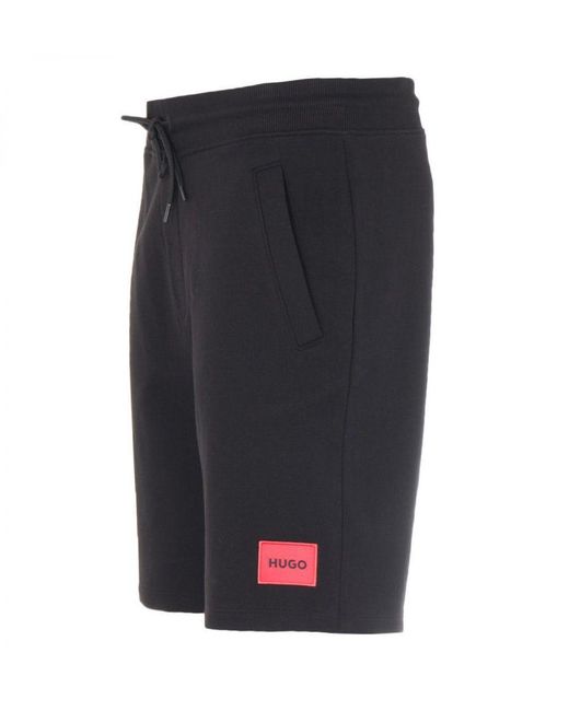 HUGO Blue Logo Patch Sustainable Sweat Shorts for men