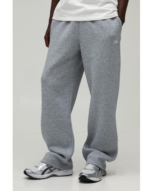 BoohooMAN Gray Essential Baggy Script Jogger for men