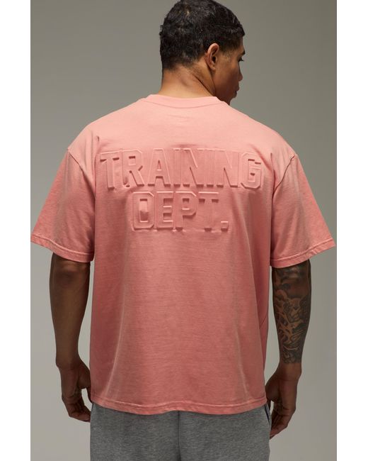 BoohooMAN Pink Training Dept Oversized Embossed T-Shirt for men