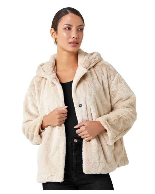 Roman Natural Faux Fur Hooded Jacket
