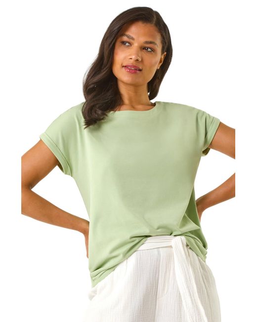 Roman Green Plain Stretch Cotton Jersey T-Shirt