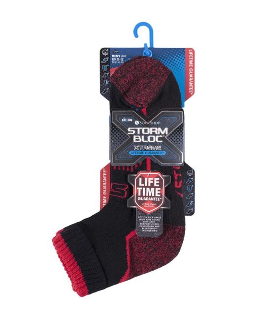 Storm Bloc Red Cotton Rich High Ankle Length Hiking Trekking Socks for men