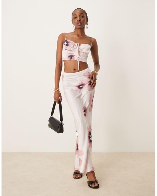 ASOS Natural Satin Bias Maxi Skirt Co-Ord