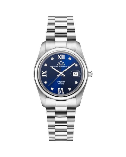 Christophe Duchamp Metallic Lugano Sunray Watch 34Mm