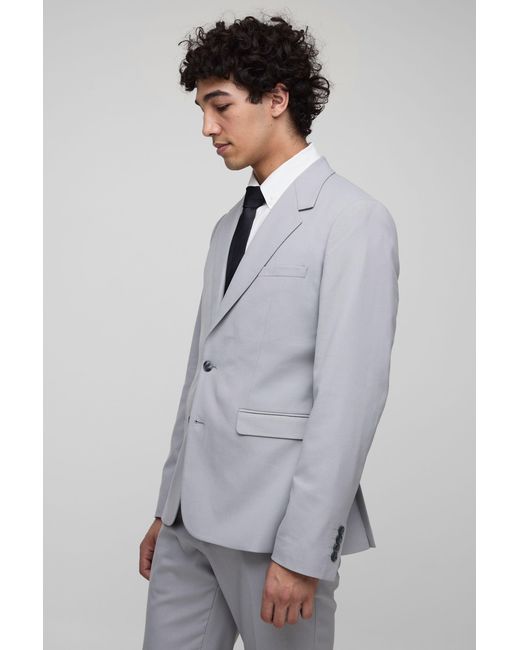Boohoo Gray Slim Single Breasted Suit Jacket
