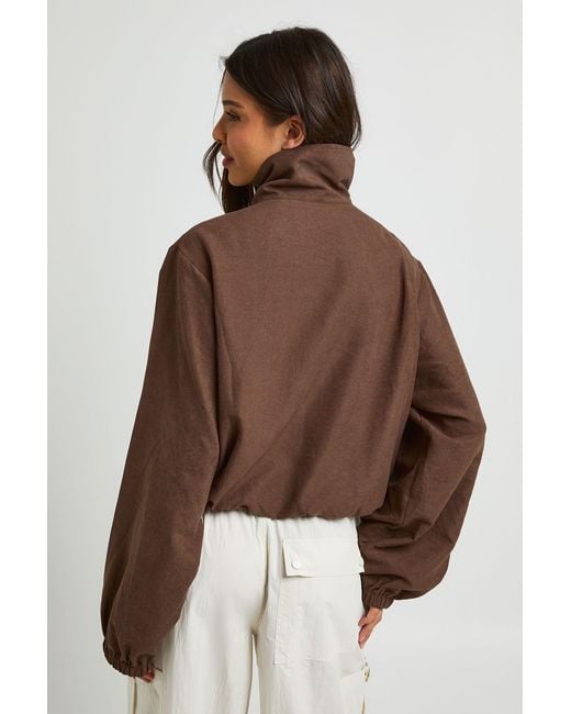 Boohoo Brown Funnel Neck Elasticated Waist Jacket