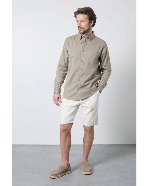 MAINE Gray Long Sleeve Linen Blend Shirt Cotton for men