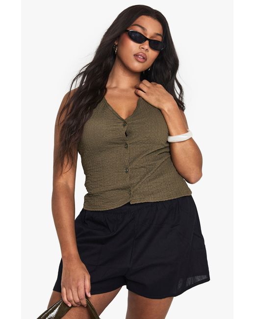 Boohoo Green Plus Crinkle Waistcoat