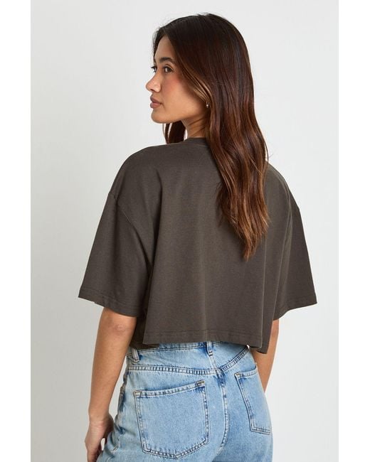 Boohoo Brown Basic Oversized Boxy Crop T-Shirt