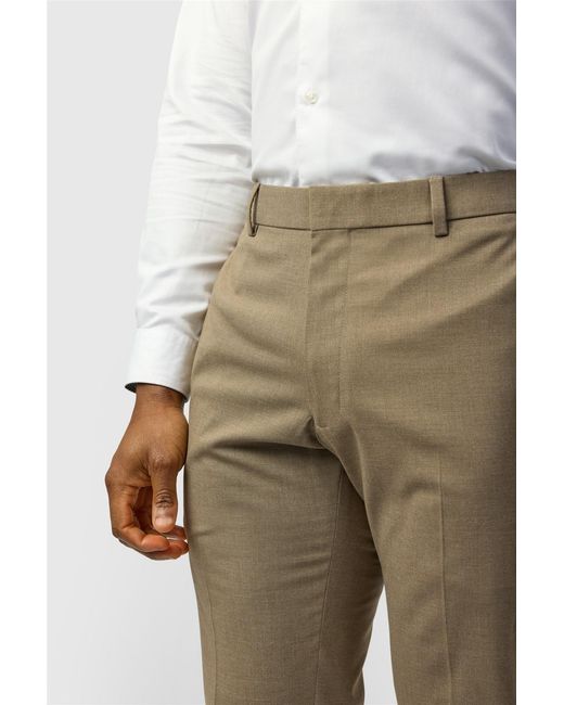 Limehaus Natural Flat Fronted Slim Fit Suit Trousers for men
