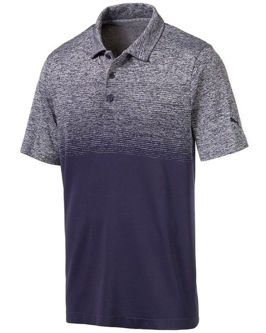 PUMA Blue Evoknit Ombre Performance Fit Golf Polo Shirt 595106 03 for men