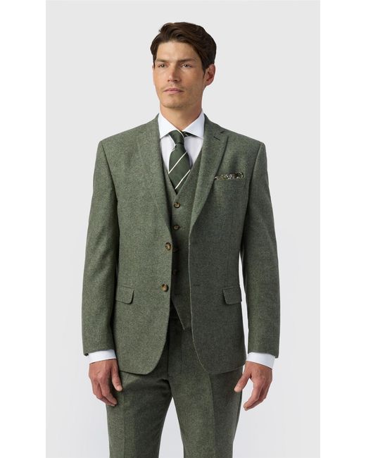 Alexandre Silver Label Green Tailored Fit Donegal Jacket for men