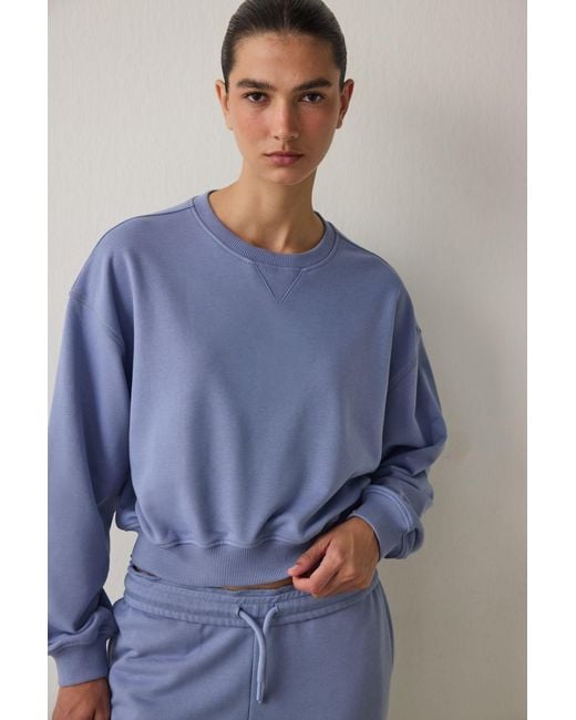 Penti Blue Oversized Short Crew-Neck Sweatshirt