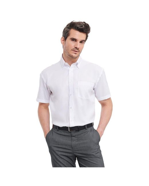 Russell White Collection Ultimate Short-Sleeved Shirt Cotton for men