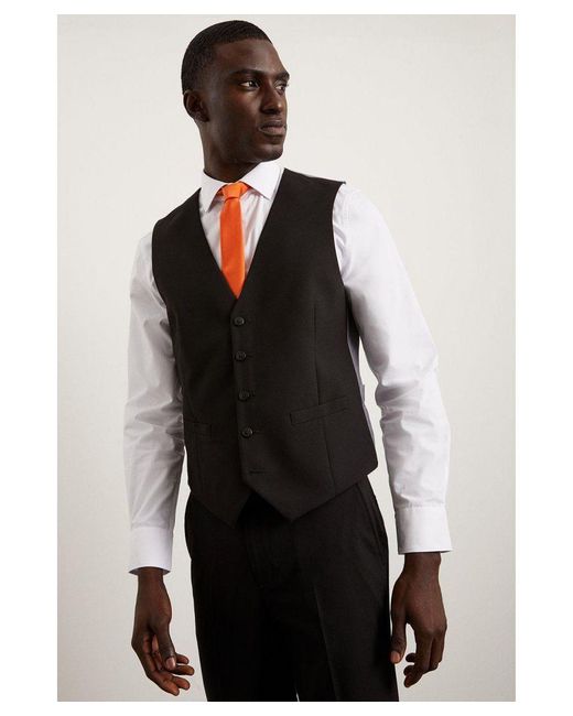 Burton Black Slim Fit Essential Suit Waistcoat for men