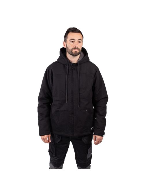 Caterpillar Black Hooded Sherpa Lined Fleece Jacket Cotton for men