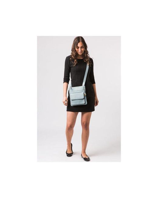 Pure Luxuries Blue 'Langley' Cashmere Leather Cross Body Bag