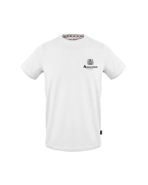 Aquascutum White Regular Fit Crew Neck Short Sleeve T-Shirt for men