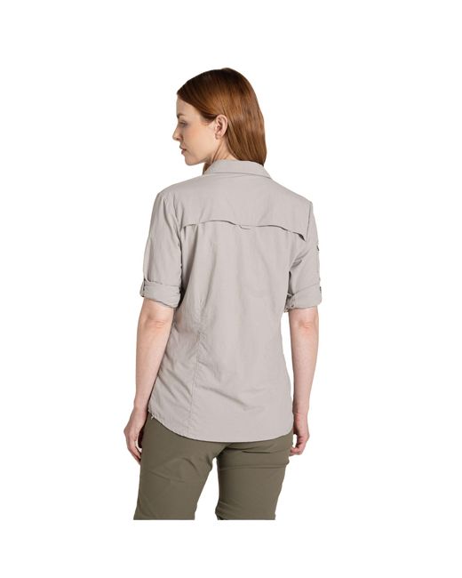 Craghoppers Gray Ladies Adventure Iii Nosilife Long-Sleeved Shirt (Soft Mushroom)