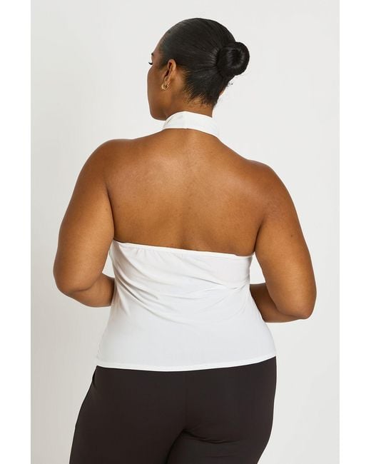 Boohoo White Plus Twist Cowl Neck Top